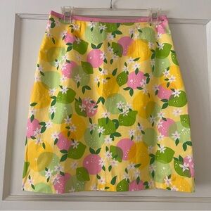 Vintage Lilly Pulitzer A-Line Skirt Lemon, Lime, and Orange Blossom Size 6